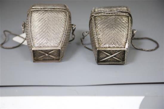 A pair of early 20th century Japanese silver hanging baskets